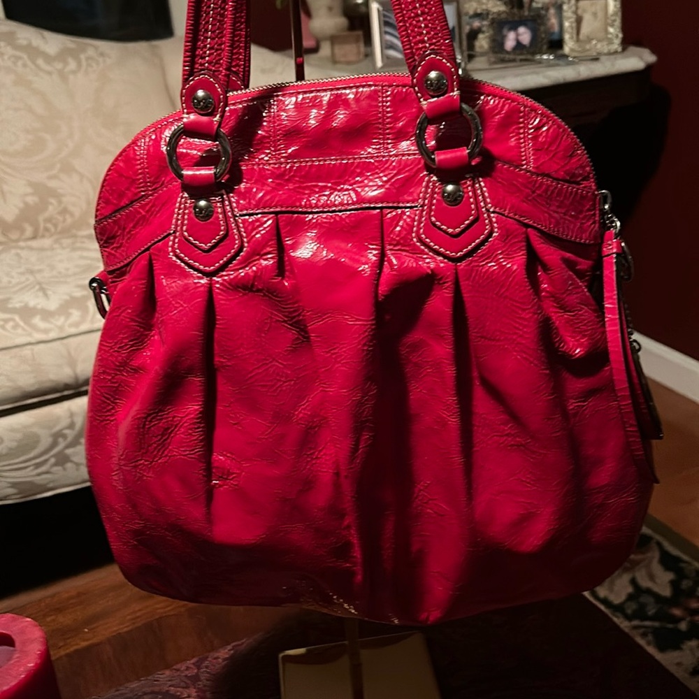 Coach Rare 2012 Set of Poppy Red Patent Leather Satchel & Wristlet Both in EUC - Picture 5 of 16